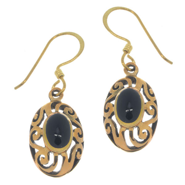 Bronzeohrringe Onyx