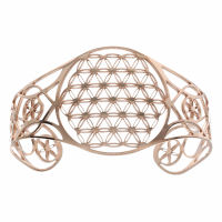 Stainless Steel Bangle - Flower of Life - PVD-Roségold