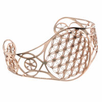 Stainless Steel Bangle - Flower of Life - PVD-Roségold