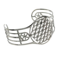 Stainless Steel Bangle - Flower of Life - Steel