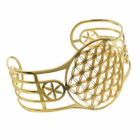 Stainless Steel Bangle - Flower of Life - PVD-Gold