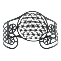 Stainless Steel Bangle - Flower of Life - PVD-Black