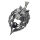 Edelstahlanhänger - Wolf mit schwarzem Stein 55 mm