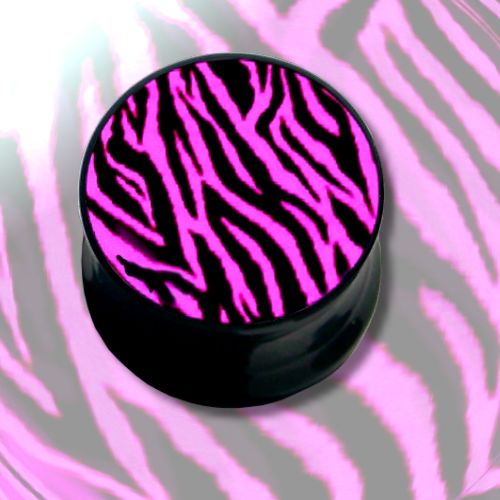 Tunnel Picture-Plug 6-16 mm - Zebramuster Pink 14 mm