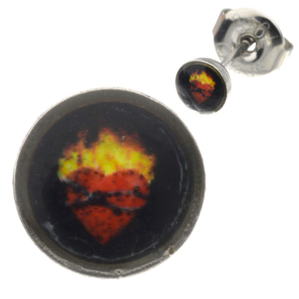 Edelstahlohrstecker - Flammen Herz