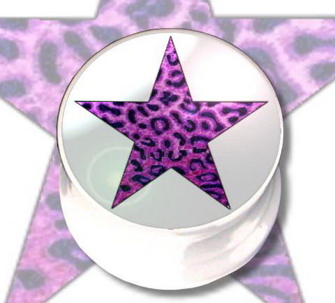 Tunnel Picture-Plug 6-16 mm - Pink Leopard in weiß 10 mm