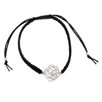 Cloth Bracelet with 925 Sterling Silver Pendant - Flower