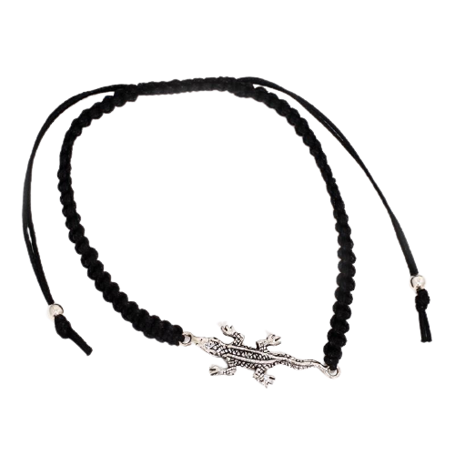 Armband aus Stoff - Größenverstellbar - mit 925er Silberanhänger Salamander