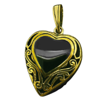Bronzeanhänger - Herz mit Onyx