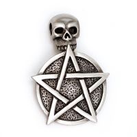 Zinnanhänger Pentagramm mit Totenkopf