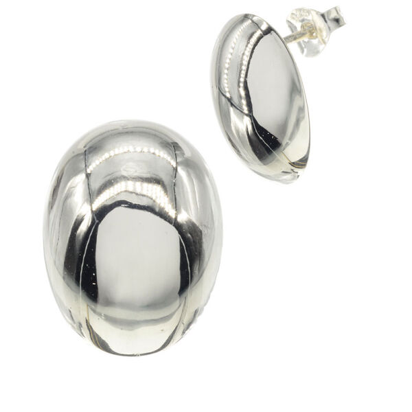 Silver Stud Earrings - Oval