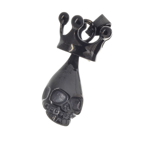 Edelstahlanhänger - Totenkopfkönig schwarz