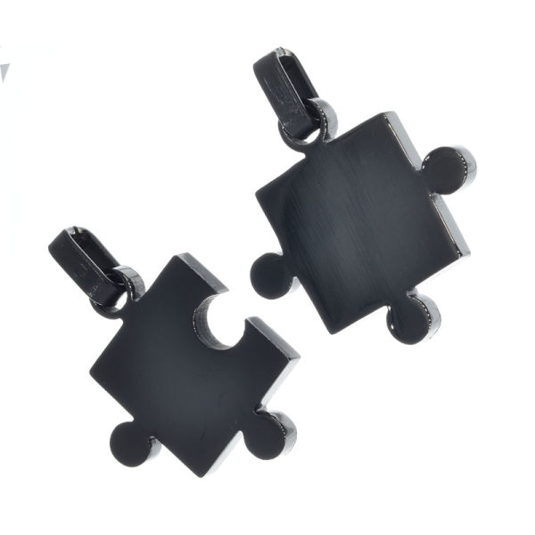 Stainless Steel Pendant Puzzle PVD - Black Medium Size