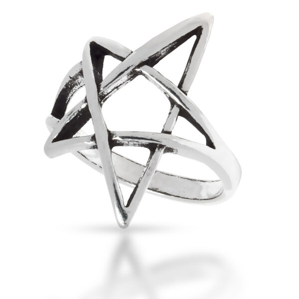 925 Sterling Silberring - Pentagramm 52 (16,6 Ø) 06 US