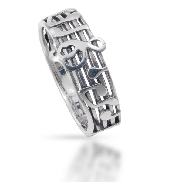925 Sterling silver ring - clef with notes "Jessica"