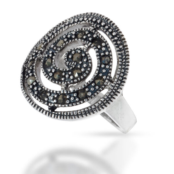 925 Sterling Silberring - Markasit Spirale 55 (17,5 Ø) 7,2 US