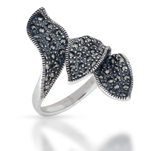 925 Sterling Silberring - Markasit Blätter 55 (17,5 Ø) 7,2 US