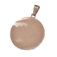 Stainless steel pendant - Round engraving plate PVD rose...