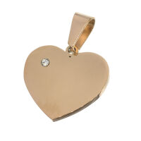 Herz mit Stein - Gravur PVD - Rosegold