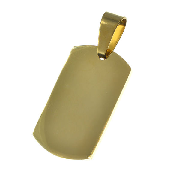 Edelstahlanhänger - Gravurplatte PVD-Gold