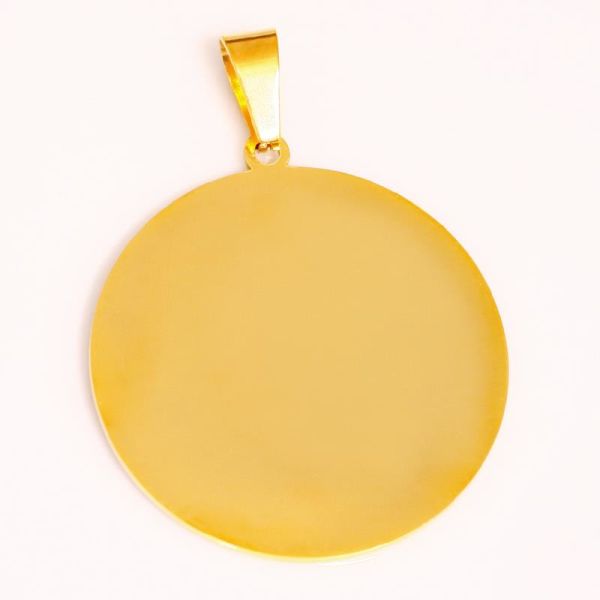 Edelstahlanhänger - runde Gravurplatte PVD-Gold