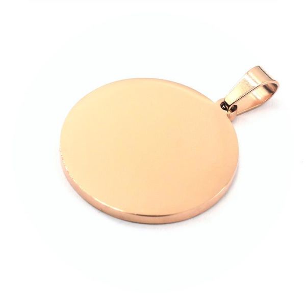 Edelstahlanhänger - runde Gravurplatte PVD-Rosegold