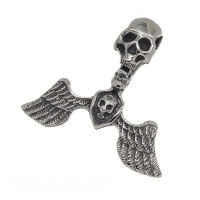 Stainless steel pendant - skull winged