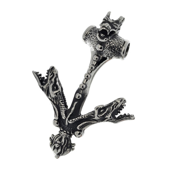 Stainless Steel Pendant – Jorf Dragon Motif in Hammer Form