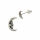 Silver ear studs - crescent moon face