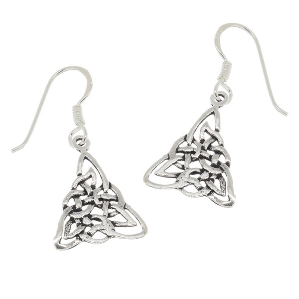 925 Sterling Silver Drop Earrings – Triangular Trinity Interlace