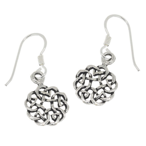 925 Sterling Silver Drop Earrings – Round Knotwork Rosette
