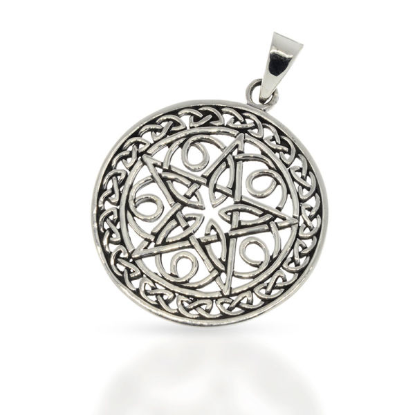 925 Sterling Silberanhänger - Pentagramm-mit keltischen Knoten