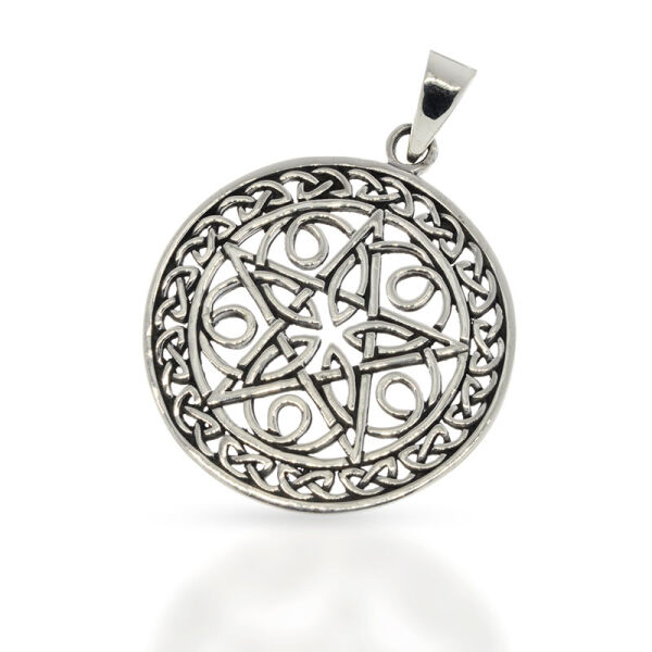 Pentagram Amulet with Celtic Loop Knots in 925 Sterling Silver