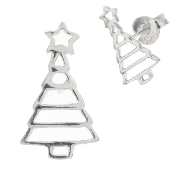 Silver Stud Earring - Christmas Tree