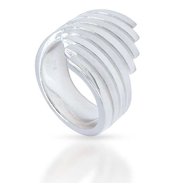 925 Sterling Silberring - Streifen matt und poliert 58 (18,4 Ø) 08 US