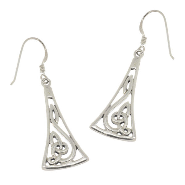 Ohrhänger aus 925er Silber – Langes Knotenornament mit Triskele