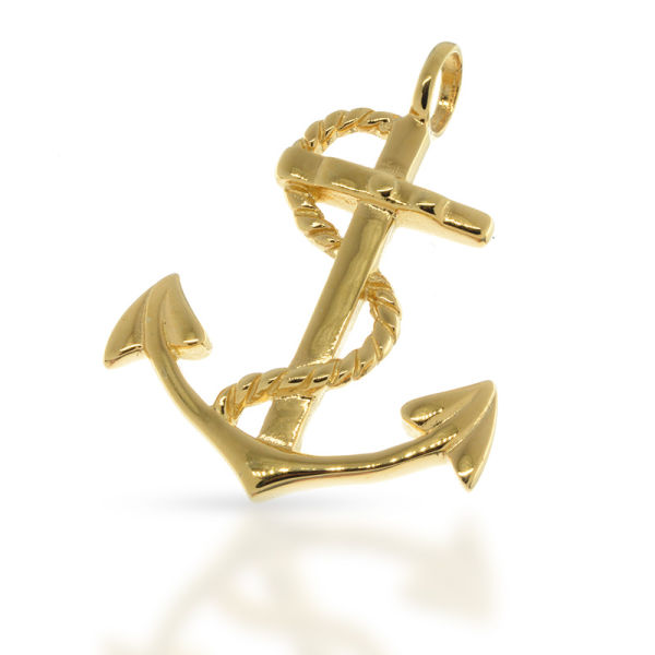 925 Sterling Silberanhänger - Anker "Micron" Vergoldet