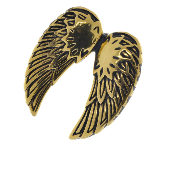 Edelstahlanhänger - Flügel PVD Schwarz/Gold