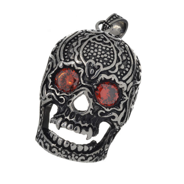 Stainless steel pendant - skull of a vampire and great decorations