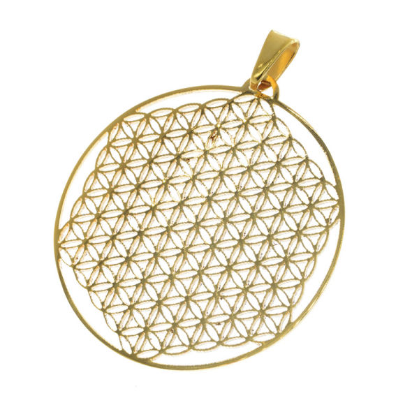Edelstahlanhänger - Blume des Lebens PVD-Gold