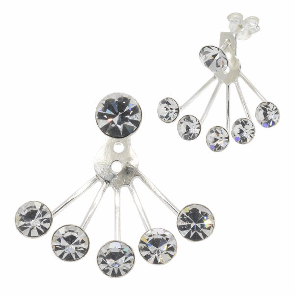 Silver Stud Earring - Cuff Cubic Zirconia