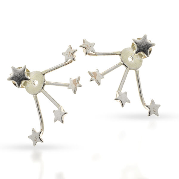 Silver Stud Earrings - Cuffs with Stars