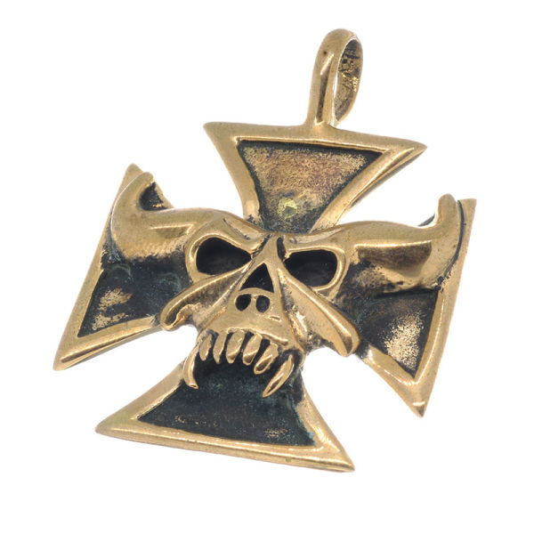 Bronzeanhänger - Eisernes Kreuz mit Stierkopf