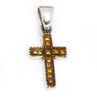 925 Sterling Silberanhänger - Kreuz mit Makasit "Hennes"
