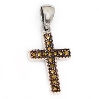 925 Sterling Silberanhänger - Kreuz mit Makasit "Denir"