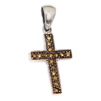 925 Sterling Silberanhänger - Kreuz mit Makasit "Denir"