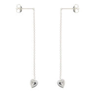 Silver Earrings - Chain with Heart
