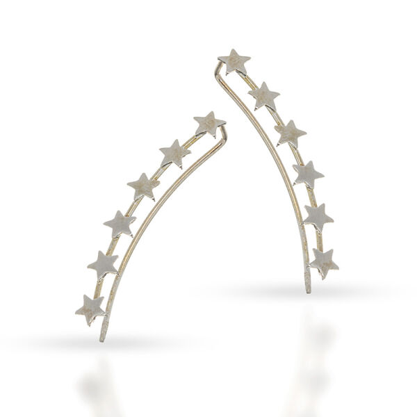 925 Sterling Silver Stud Earrings – Six Stars Curved Rows