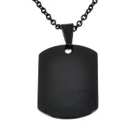 Stainless Steel Pendant - Dog Tag Engraving Plate PVD-Black