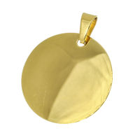 Edelstahlanhänger - Gravur Platte Rund PVD Gold